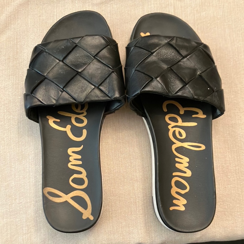 Sam Edelman black weave slides